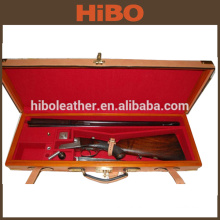 Oak and Genuine leather high-end gun case with solid brass corner 2014 manufacturer